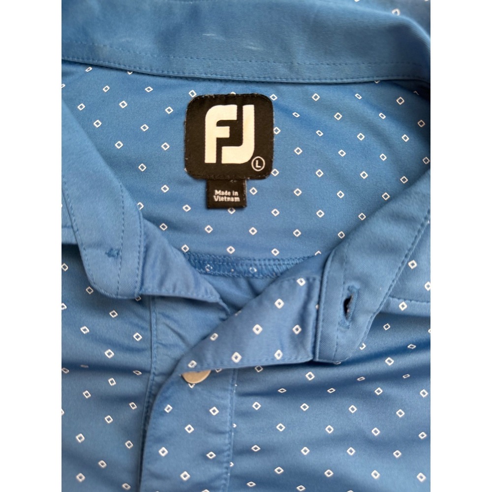 FootJoy FJ Golf Polo Shirt Mens Large Blue Geometric Print Performance Stretch‎ - Picture 5 of 10